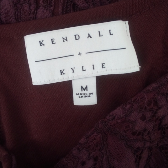 Kendall + Kylie Maroon Burgundy Crochet Lace Racerback Top M Holiday Holidays - Picture 4 of 9